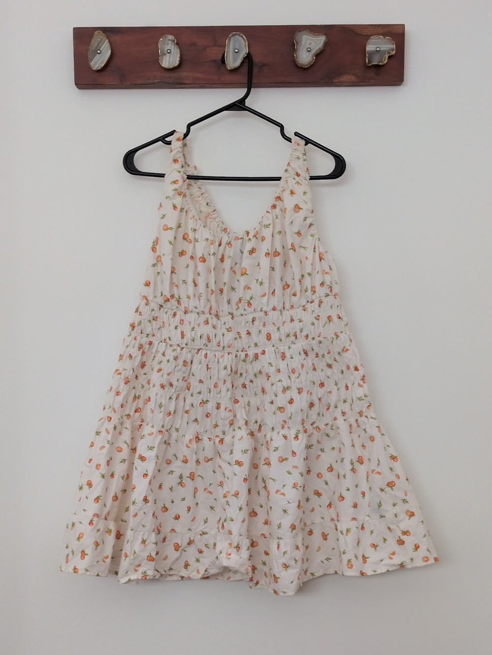 Divided White Sundress with Orange Floral Print
